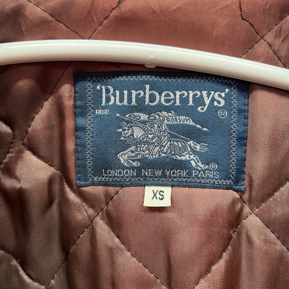 Vintage Burberry Suede Leather Duffle Toggle Coat Olive Green Jacket Womens - Picture 14 of 16
